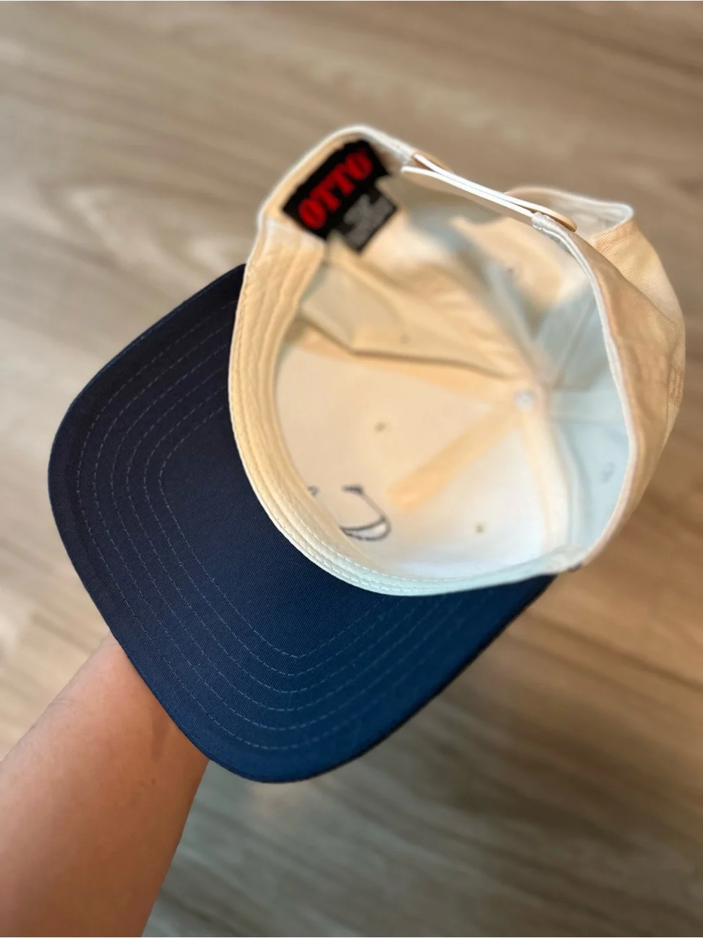 Kids Navy and Cream Embroidered Baseball Cap